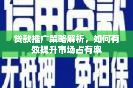 大邑贷款推广策略解析，如何有效提升市场占有率