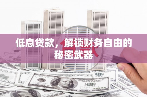 大邑低息贷款，解锁财务自由的秘密武器