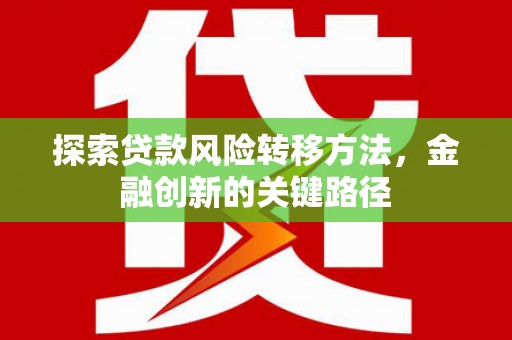大邑探索贷款风险转移方法，金融创新的关键路径