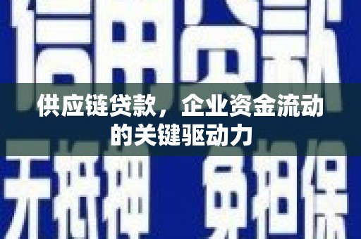 大邑供应链贷款，企业资金流动的关键驱动力