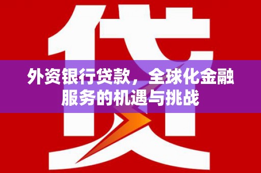 大邑外资银行贷款，全球化金融服务的机遇与挑战