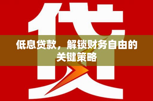 大邑低息贷款，解锁财务自由的关键策略
