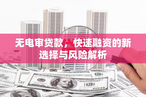 大邑无电审贷款，快速融资的新选择与风险解析