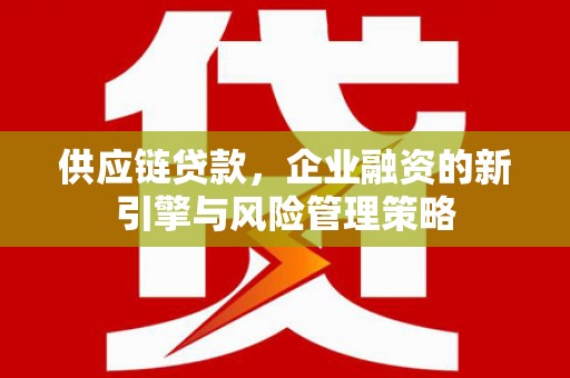 大邑供应链贷款，企业融资的新引擎与风险管理策略