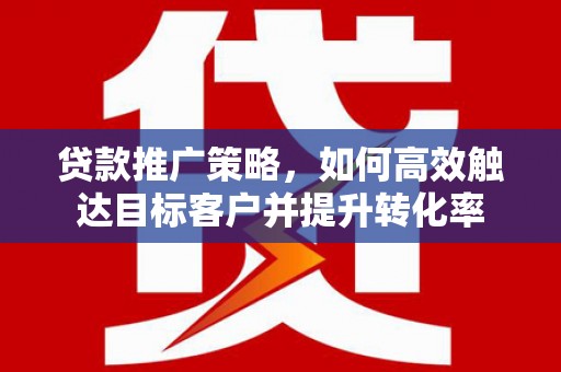 大邑贷款推广策略，如何高效触达目标客户并提升转化率