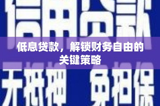 大邑低息贷款，解锁财务自由的关键策略