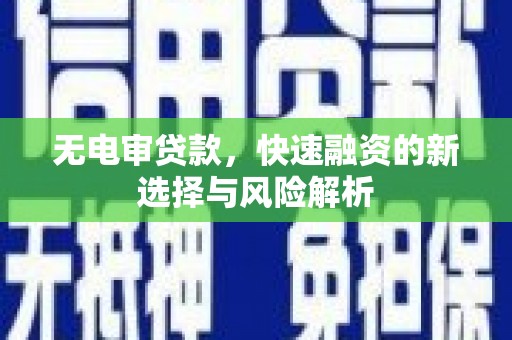 大邑无电审贷款，快速融资的新选择与风险解析