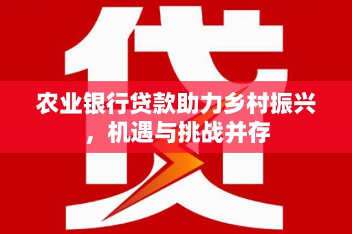 大邑农业银行贷款助力乡村振兴，机遇与挑战并存