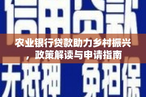 大邑农业银行贷款助力乡村振兴，政策解读与申请指南