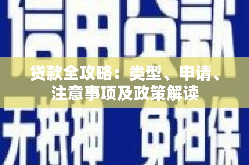 大邑贷款全攻略：类型、申请、注意事项及政策解读